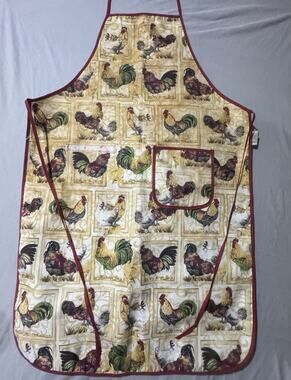 Rooster Chicken Kitchen Apron Farmhouse Country Cottage Full Vinyl Apron Pocket